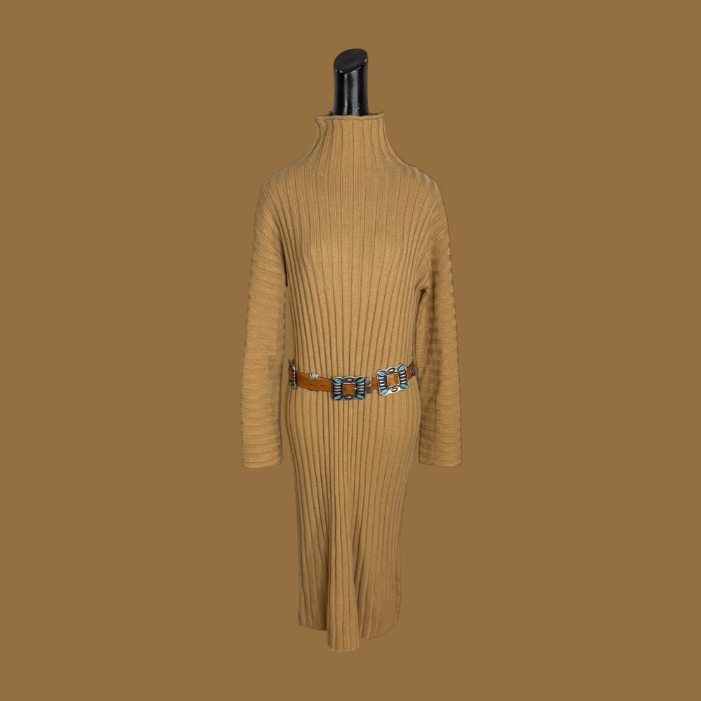 Free Press Tan Ribbed Knit Dress
